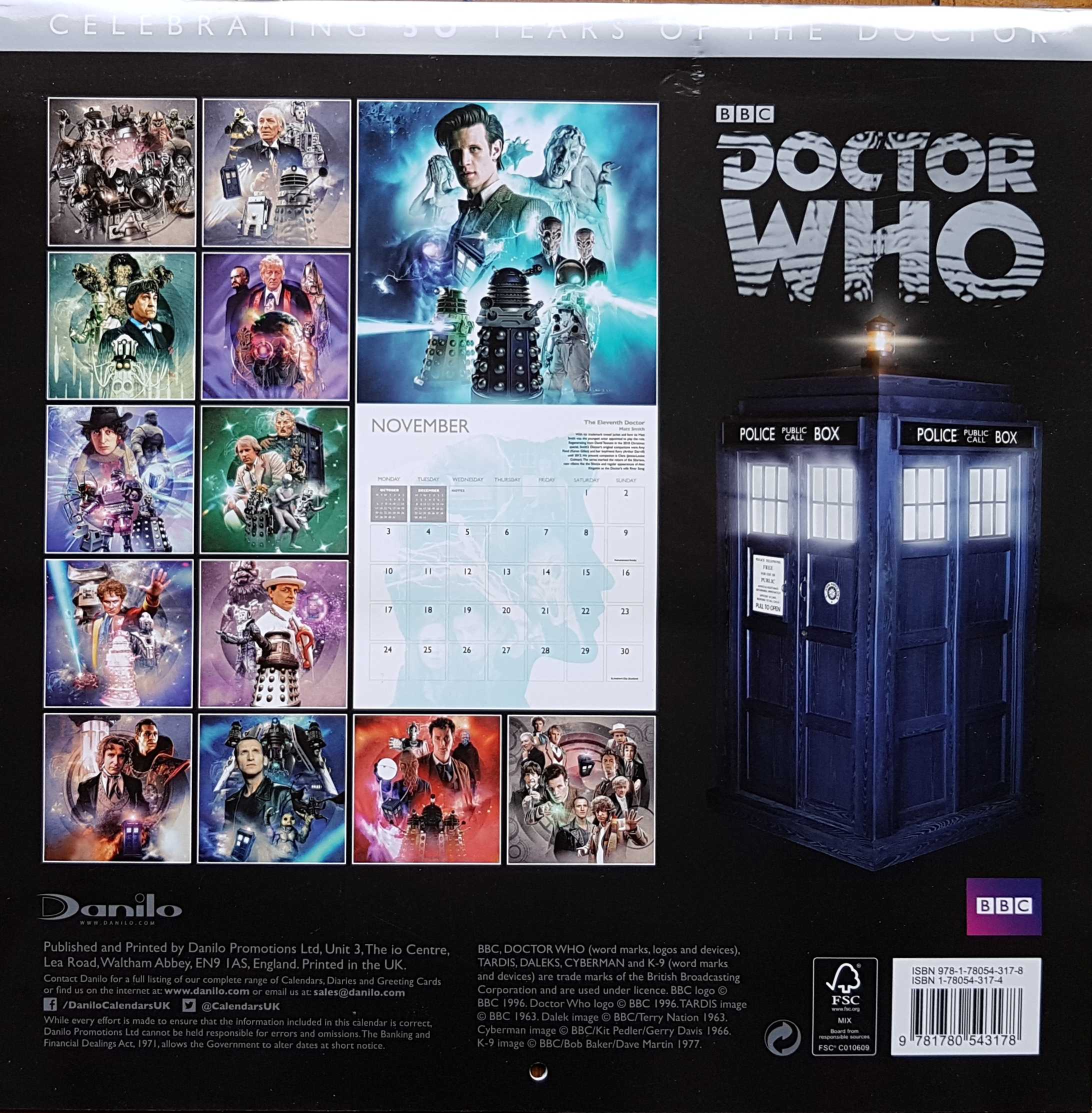 Picture of CAL-DW-2013 Doctor Who - 50th anniversary calendar by artist Unknown from the BBC records and Tapes library